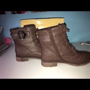 Brown Ankle High Combat Boots Size 7 Womens